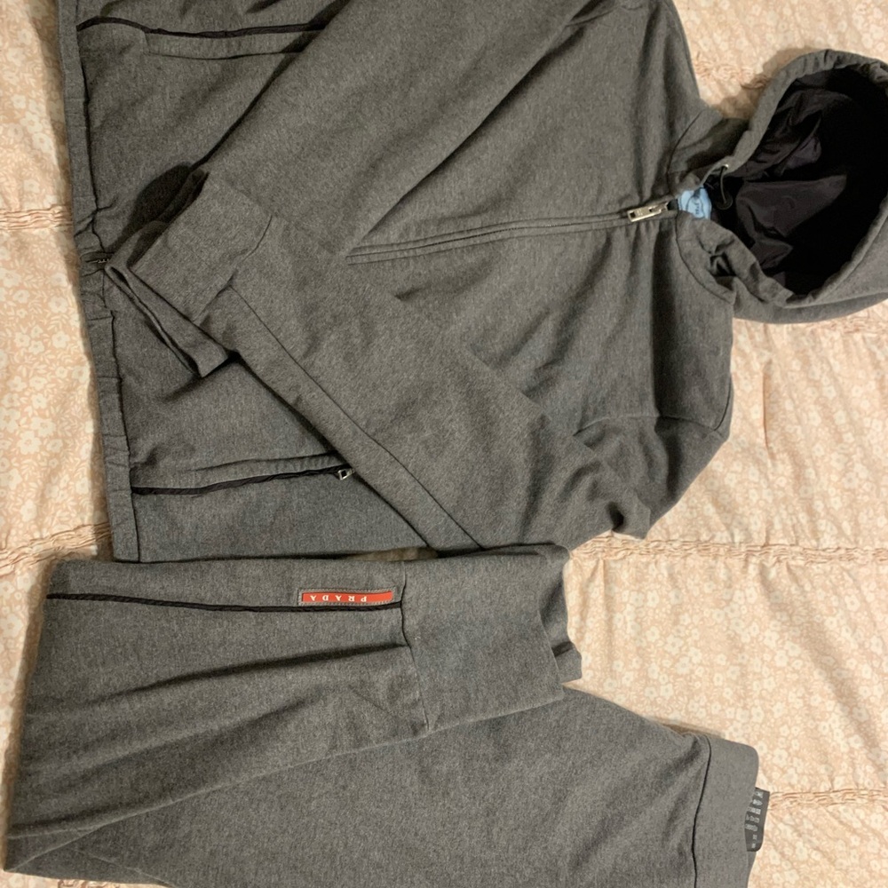 Gray Prada Hoodie and Sweatpants Set